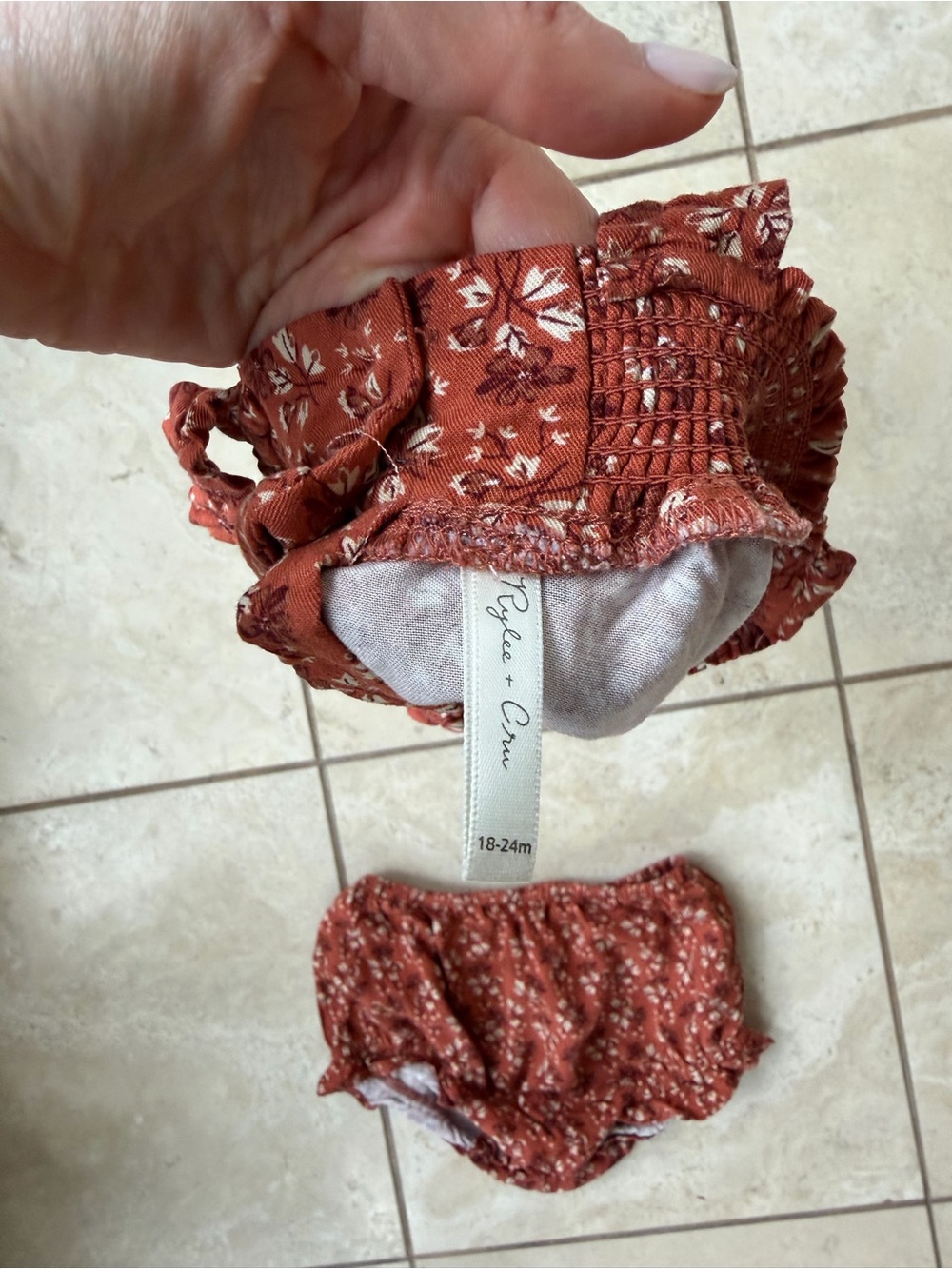 Rylee + Cru Rust Floral Ruffled Tank & Bloomers Set - Picture 4 of 4